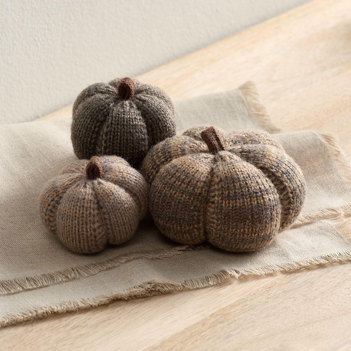 Set of 3 Cozy Knit Pumpkins