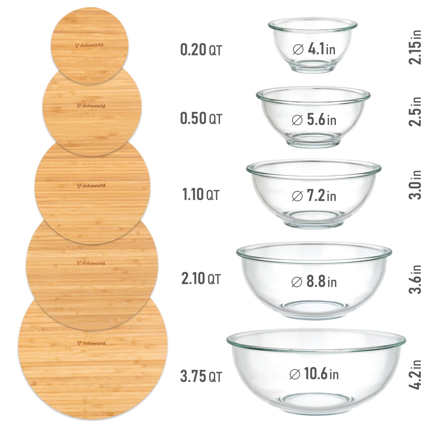 Glass Container Set with Acacia Lids - 4 Stackable Meal Prep Containers. Durable heat resistant Inert Borosilicate Glass