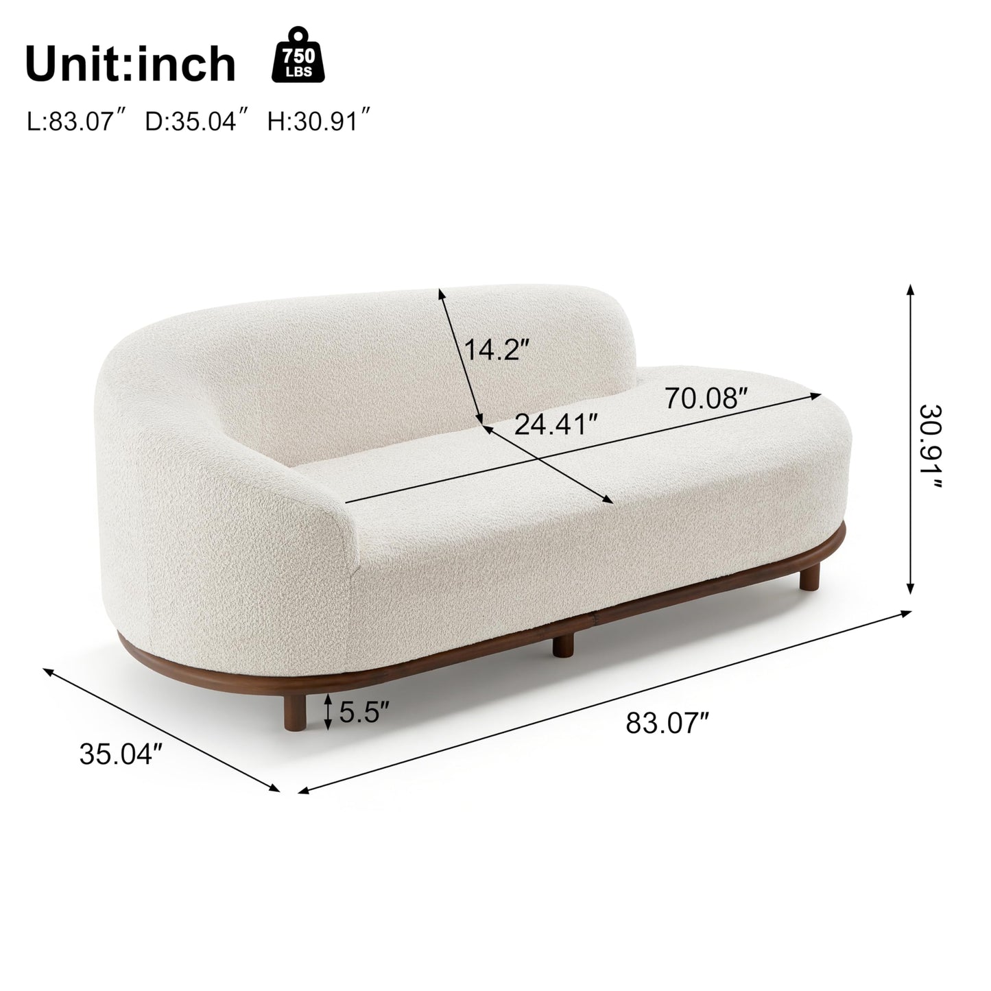 Bouclé Chaise Lounge Sofa