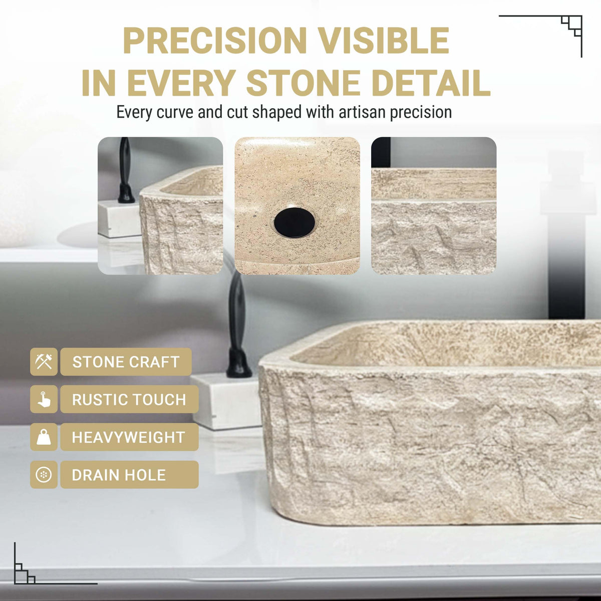 Oval Natural Stone Wash Basin Travertine Vessel Sink