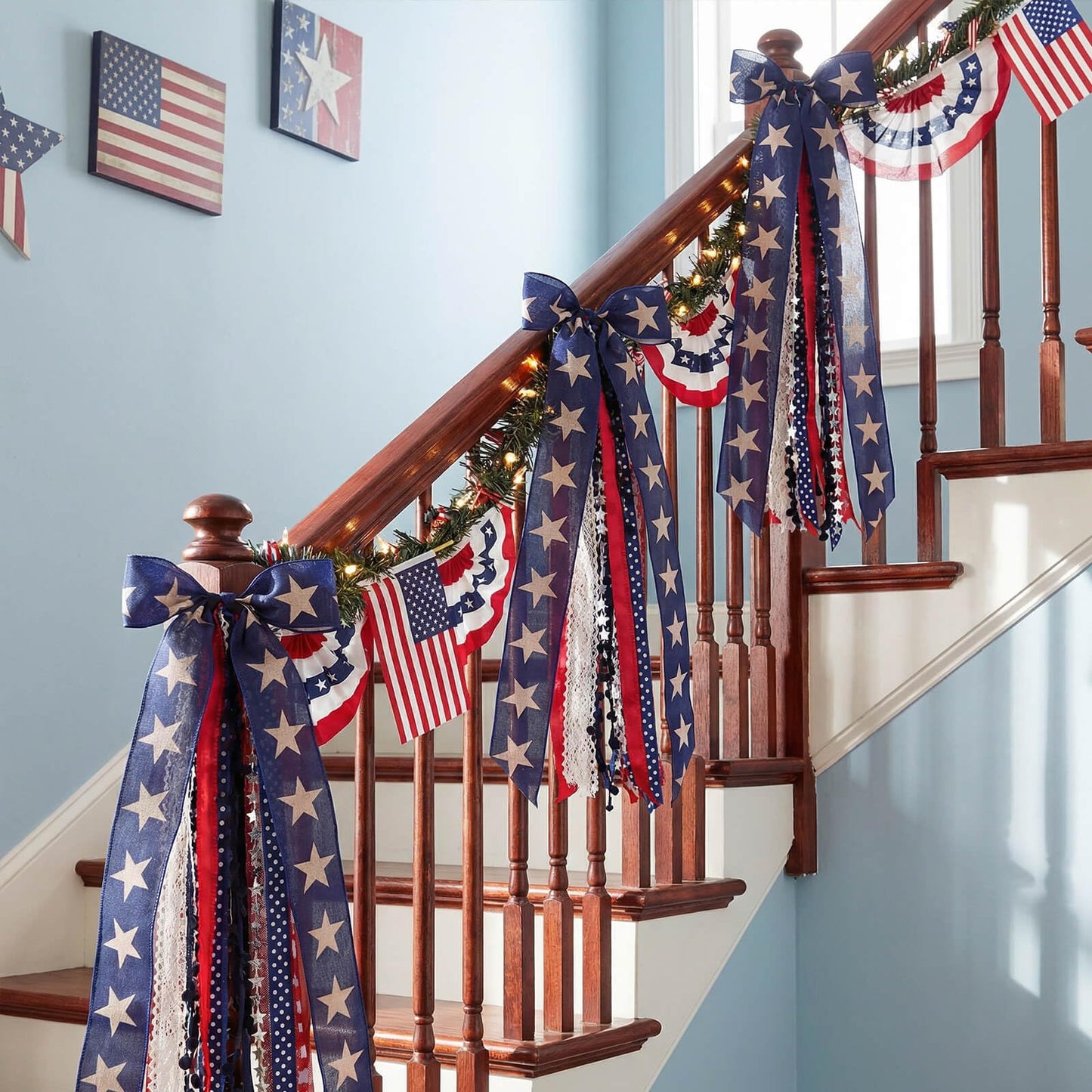 Large Patriotic Front Door Wreath Sash for Independence Memorial Day