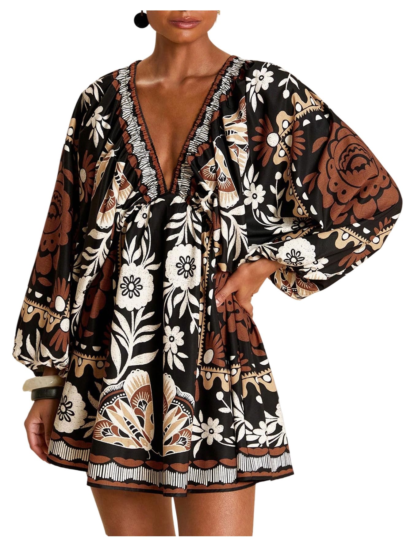 Women's Boho Floral Mini Dresses