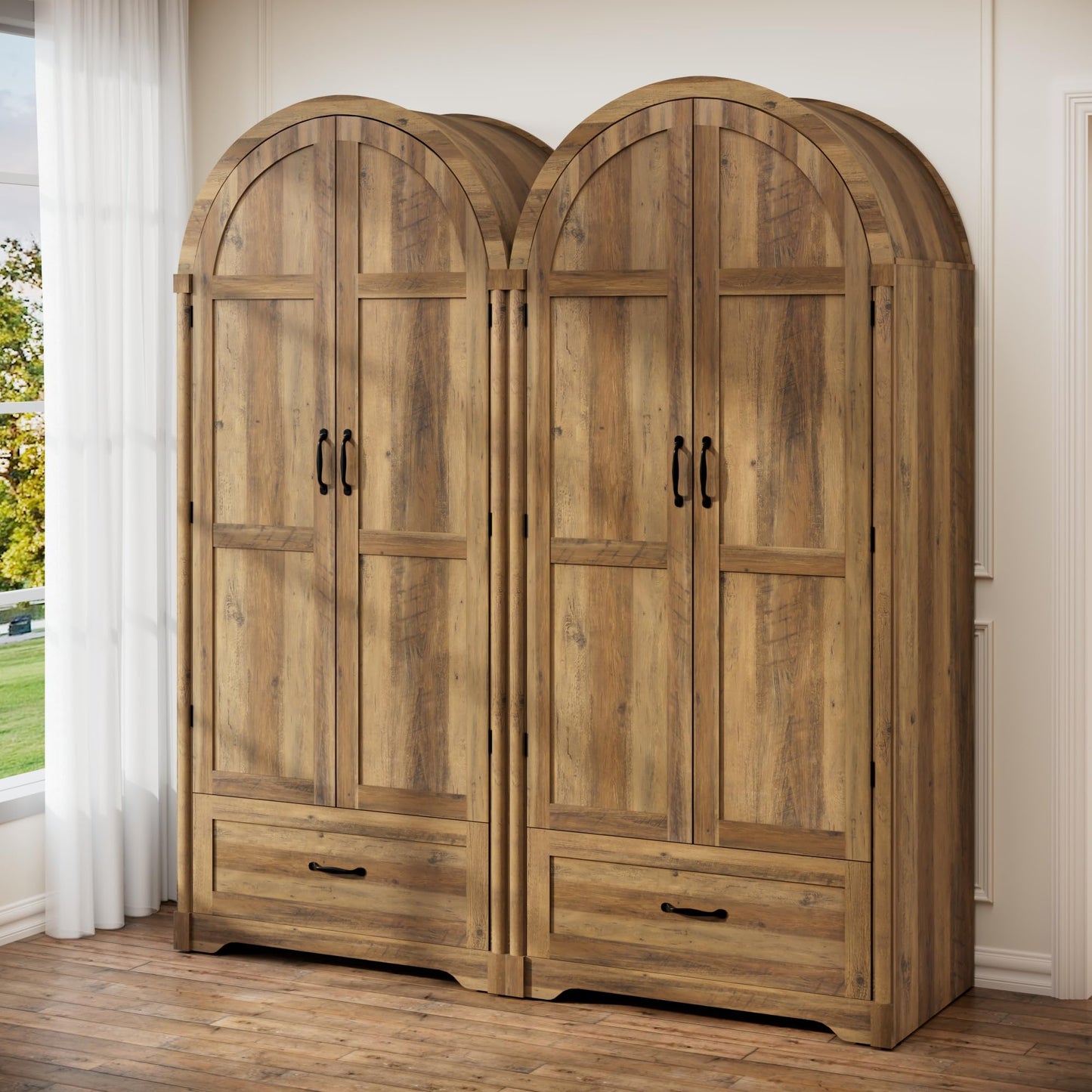 3 Doors Armoire Wardrobe Closet with Doors and Drawers