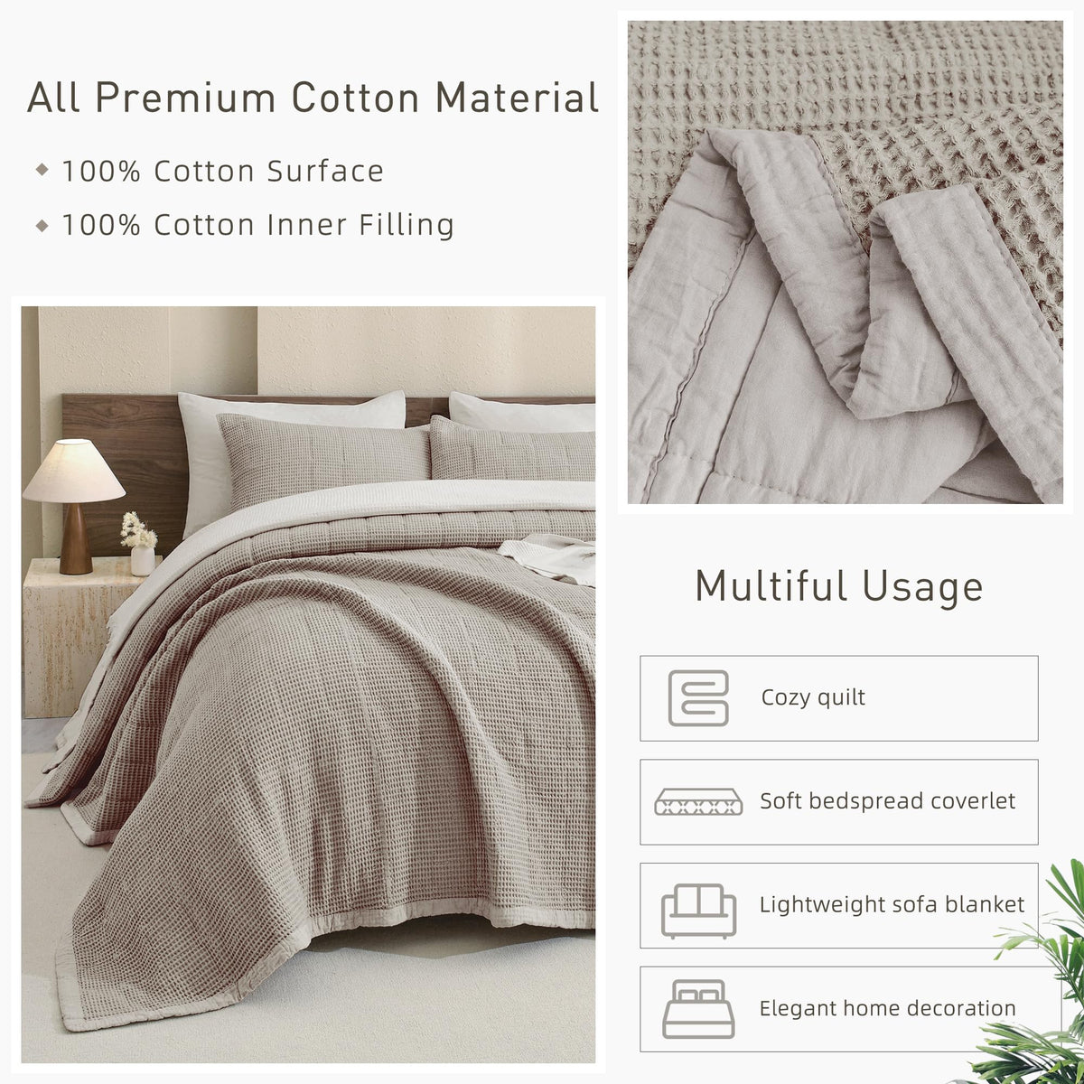 Oversized Waffle Weave Lightweight Coverlets_3 Pieces
