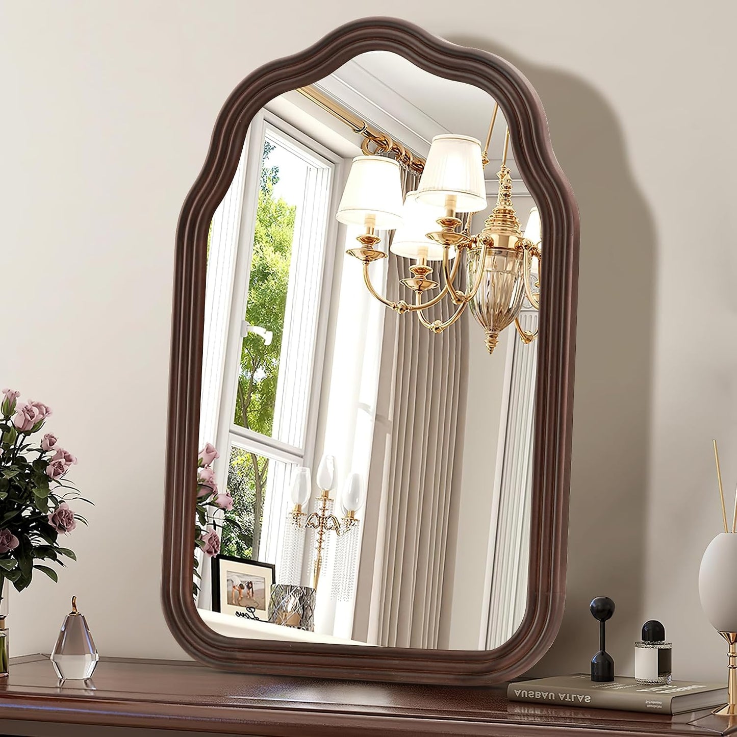 24Wood Arch Bathroom Mirror for Wall