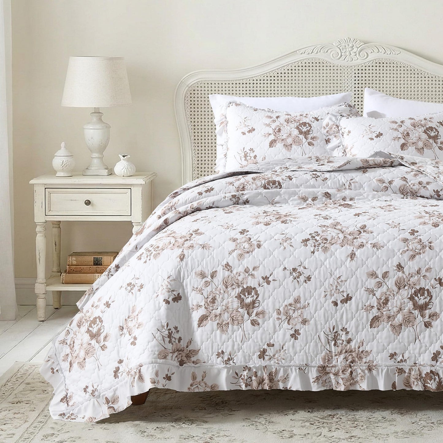 Ruffled Quilt Stone-Washed Lightweight Crinkled Shabby Chic Bedding Set