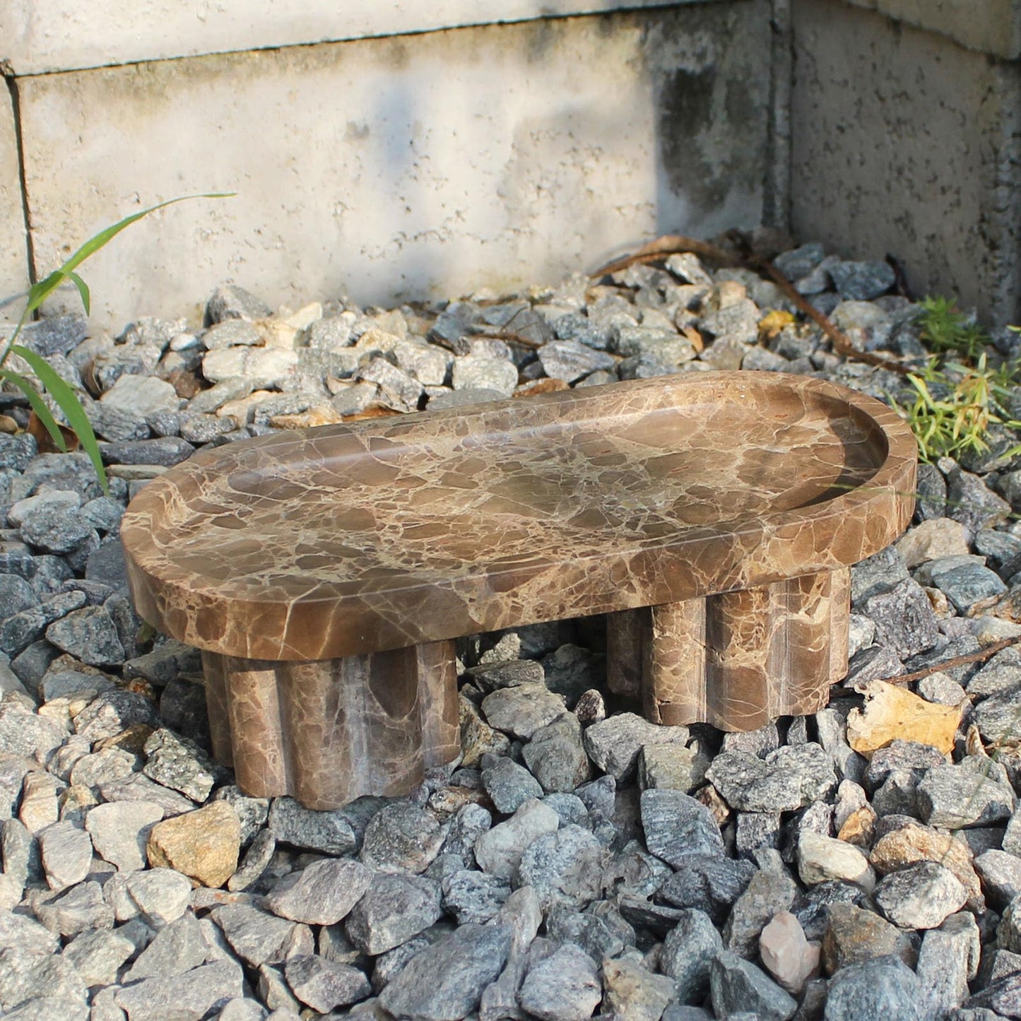 Natural Travertine Marble Oval Tray