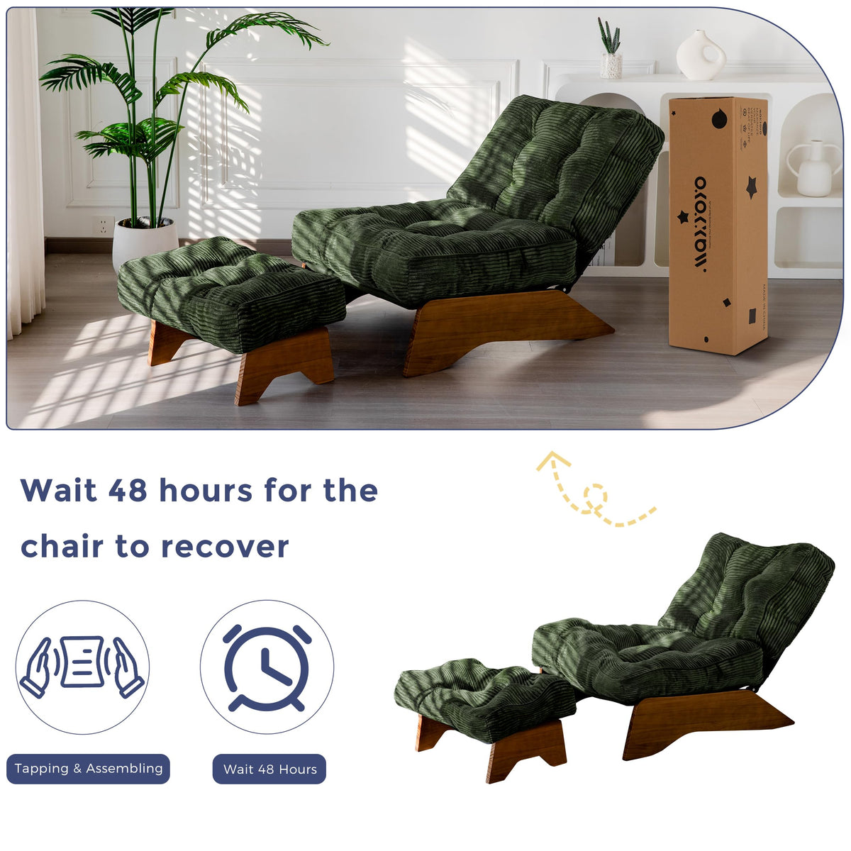 Lounge Chair with Ottoman and with Adjustable Backrest
