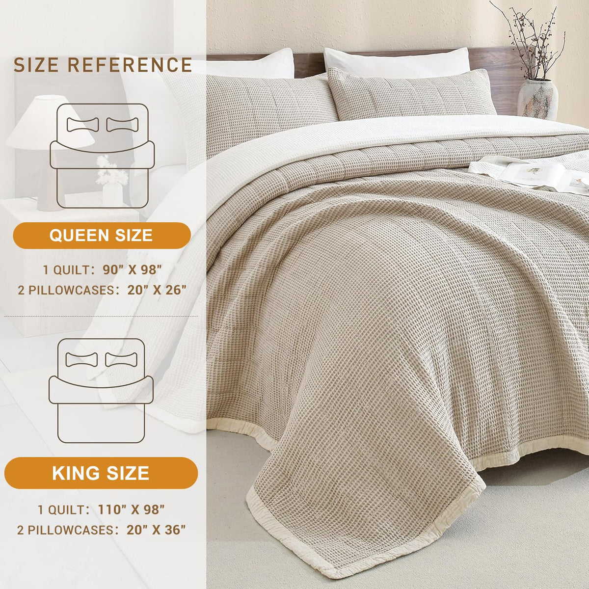 Oversized Waffle Weave Lightweight Coverlets_3 Pieces