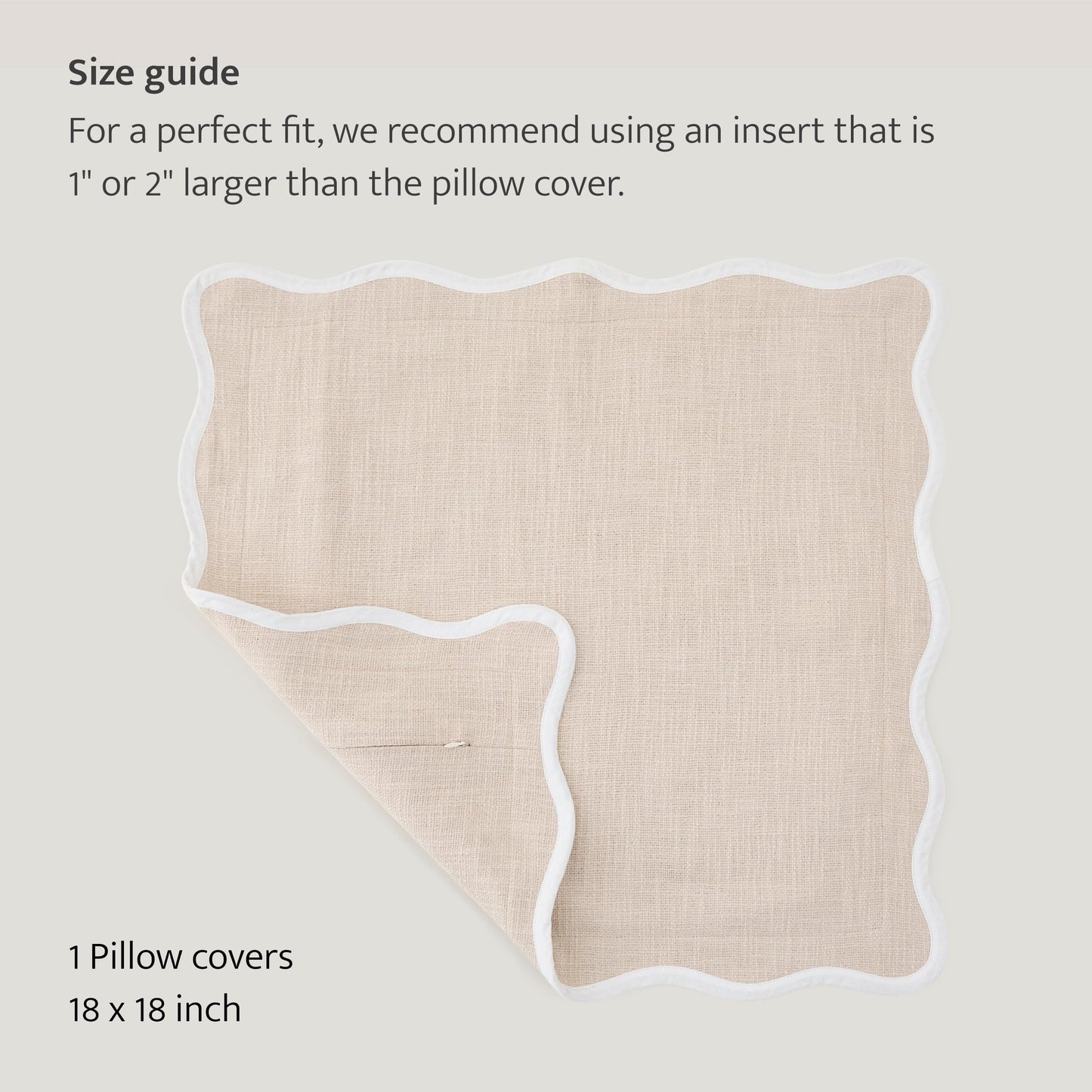 Double Stitch Scalloped Throw Pillow Covers - 100% Cotton