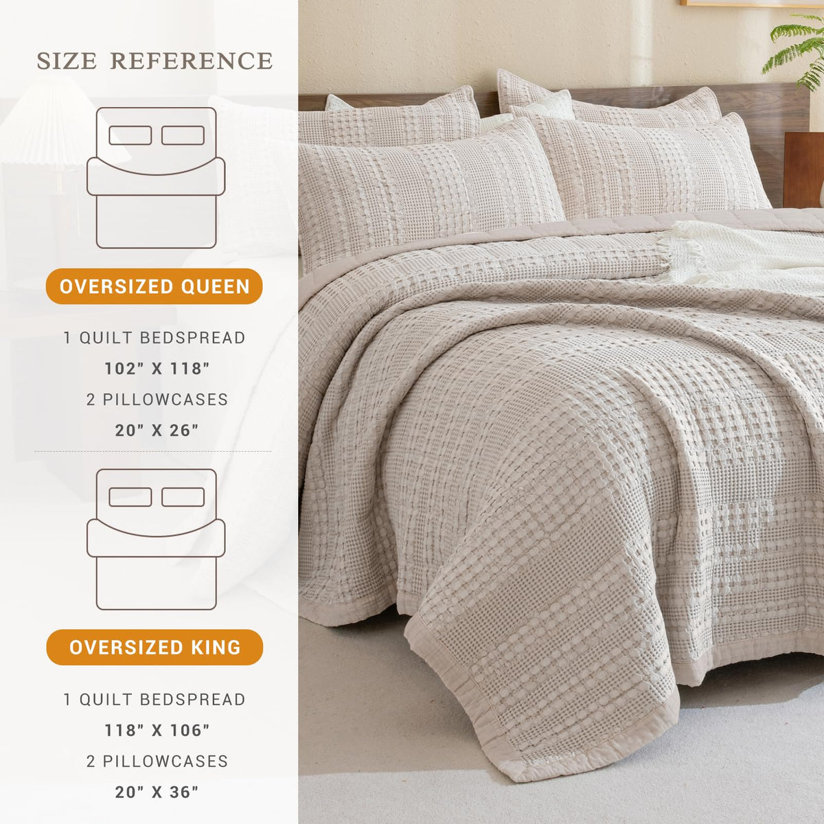 Oversized Waffle Weave Lightweight Coverlets_3 Pieces