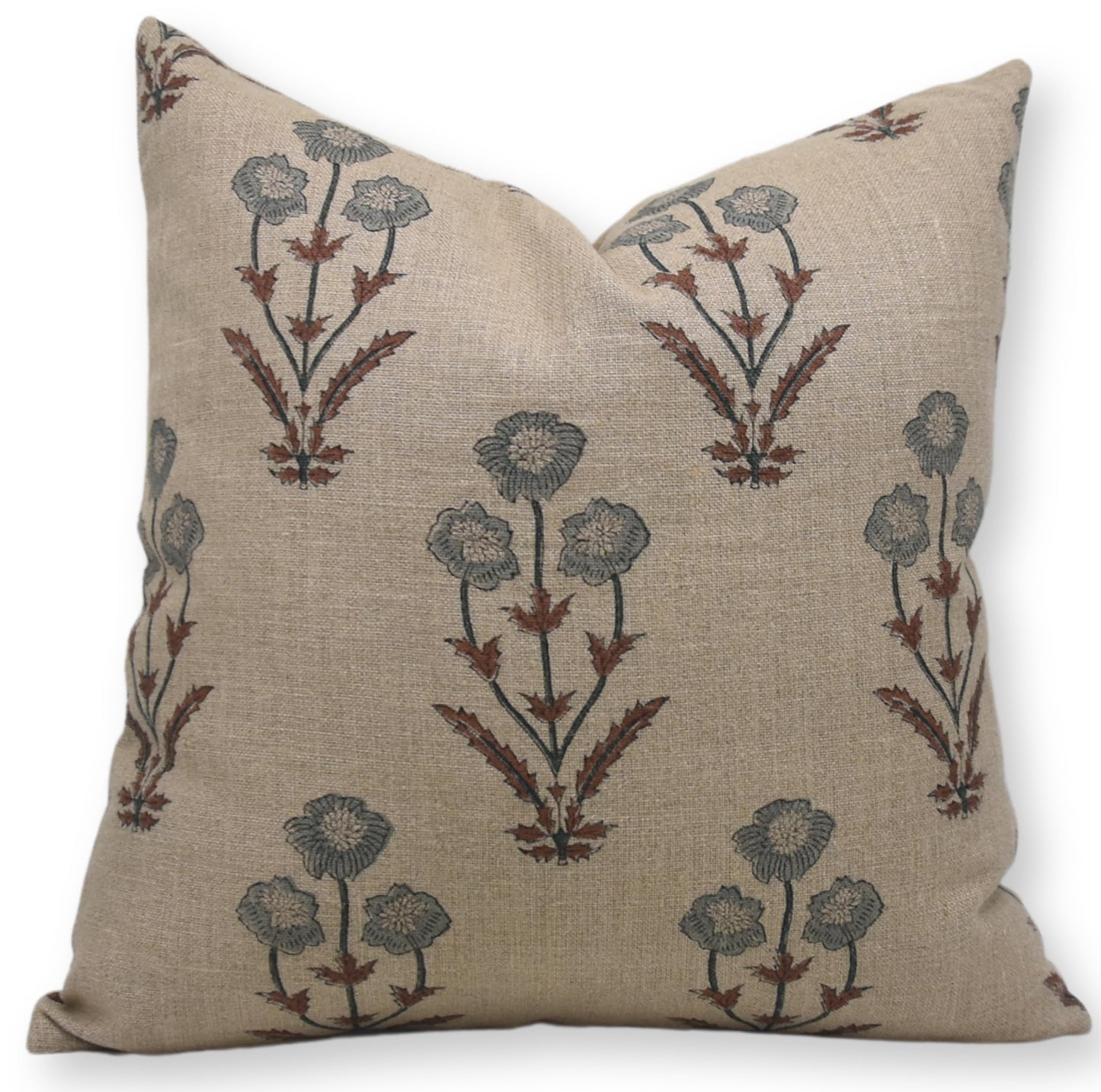 Floral Print Thick Linen 18x18 Inch Throw Pillowcase