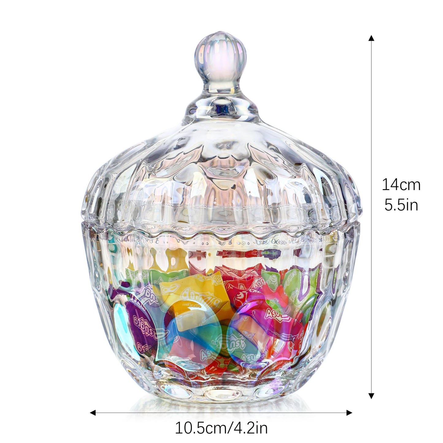 Decorative Embossed Glass Dish with Lid