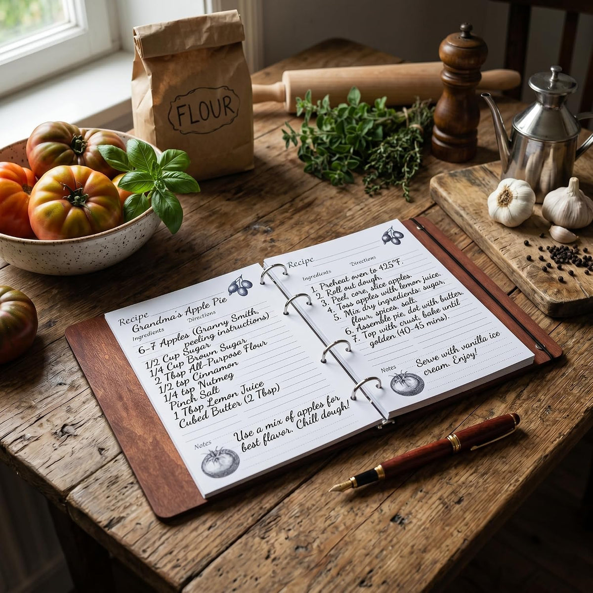Wooden Recipe Book Engraved Journal