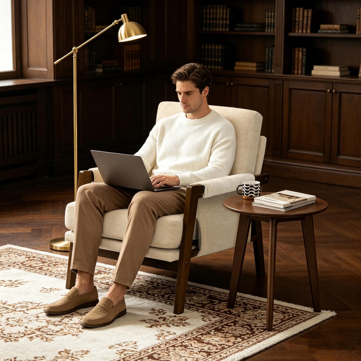 Modern Accent Armchair_Solid Wood