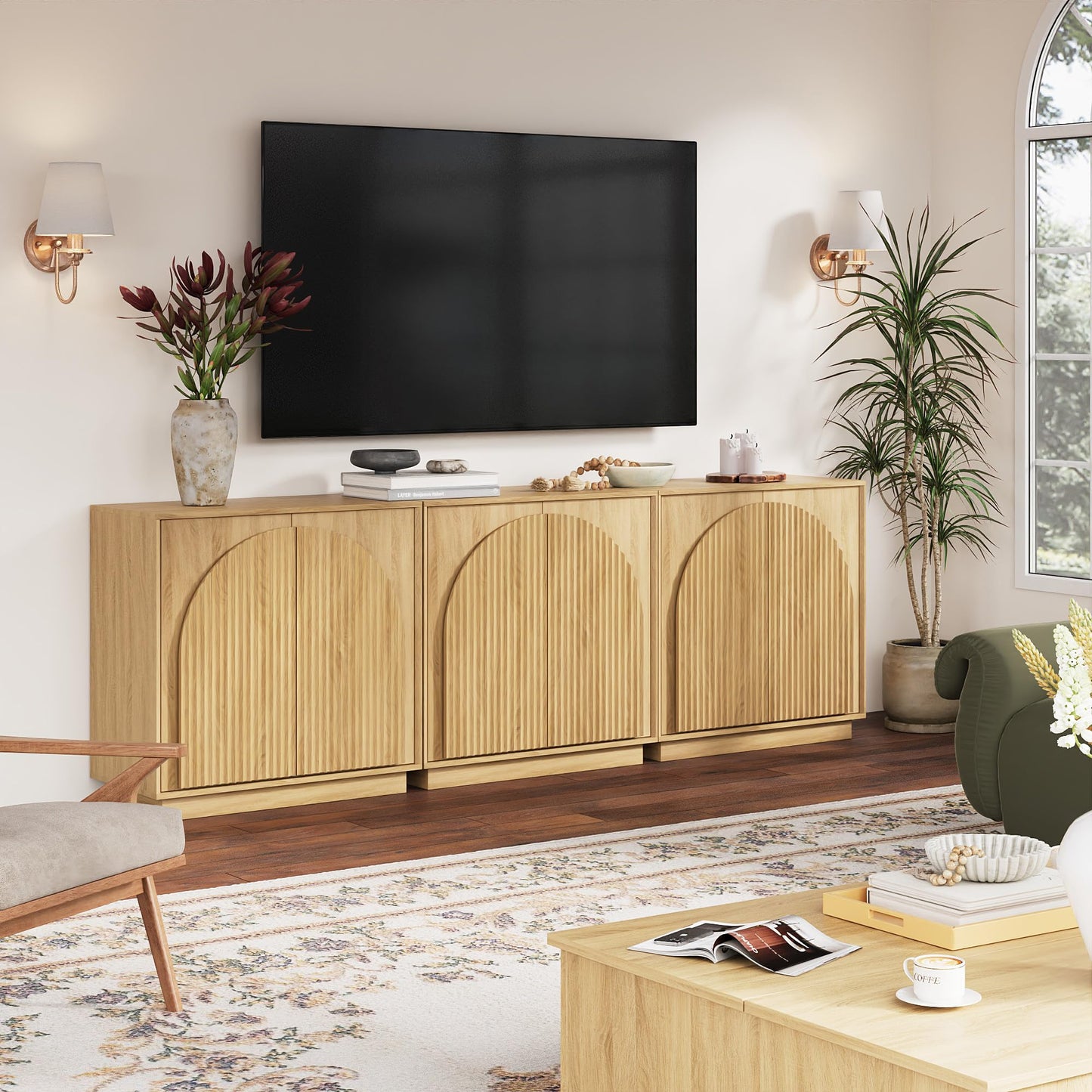 Modern Buffet Cabinet / Sideboard with Storage with Wave Design