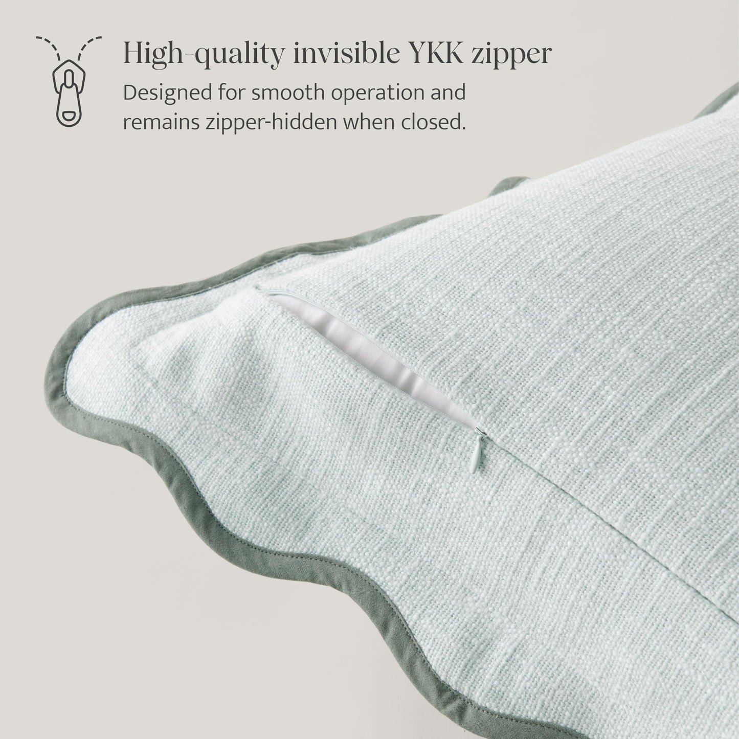 Double Stitch Scalloped Throw Pillow Covers - 100% Cotton