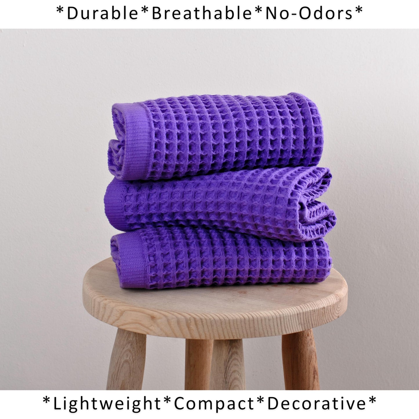 PÜSKÜL Organic Waffle Kitchen Towel Pure 100% Turkish Cotton Set of 3 Natural Raw-Undyed Towel - Premium Quality Soft Quick-Dry Absorbent Lint-Free Hand & Dish Towels Large 32X16 (3, Natural Beige)