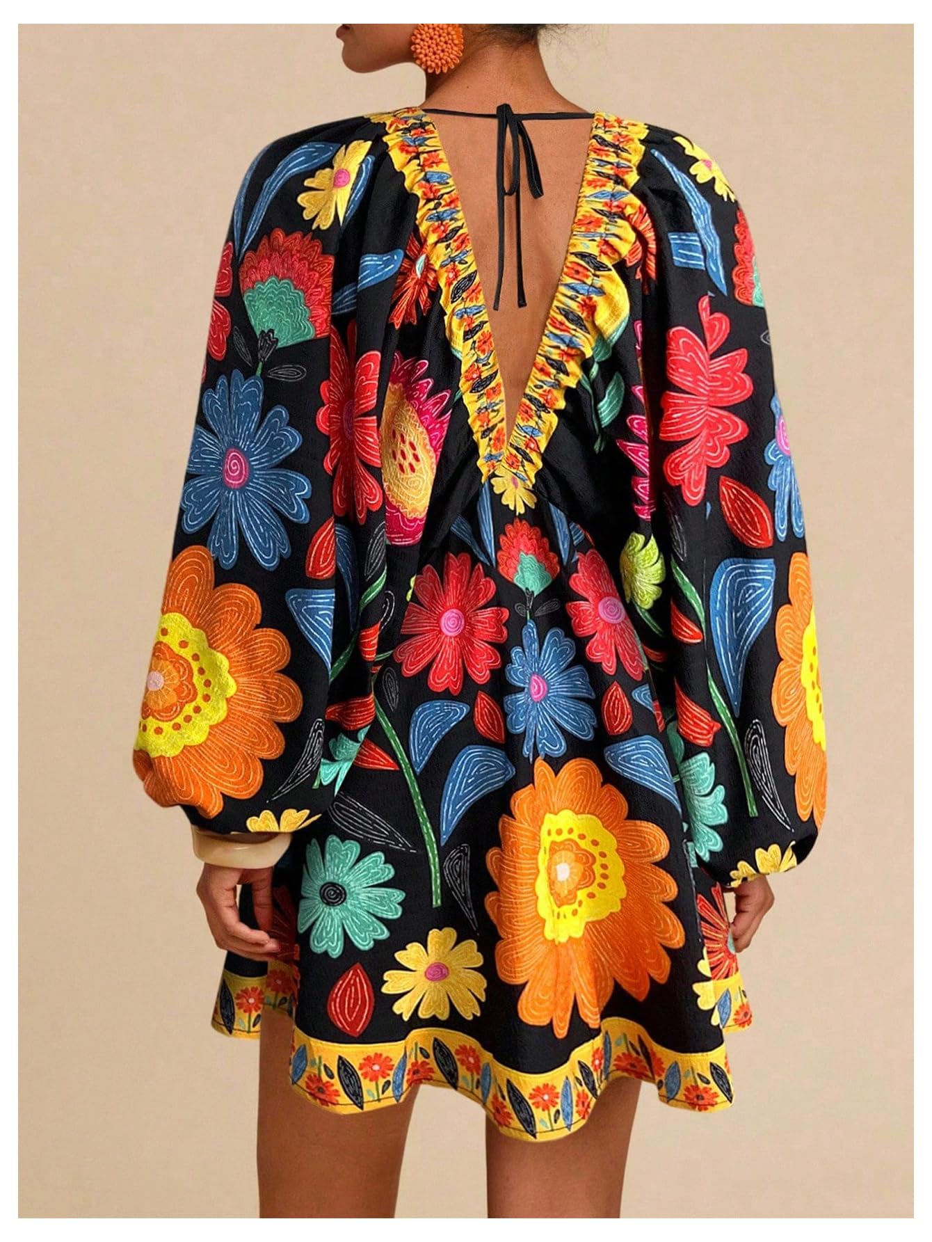 Women's Boho Floral Mini Dresses