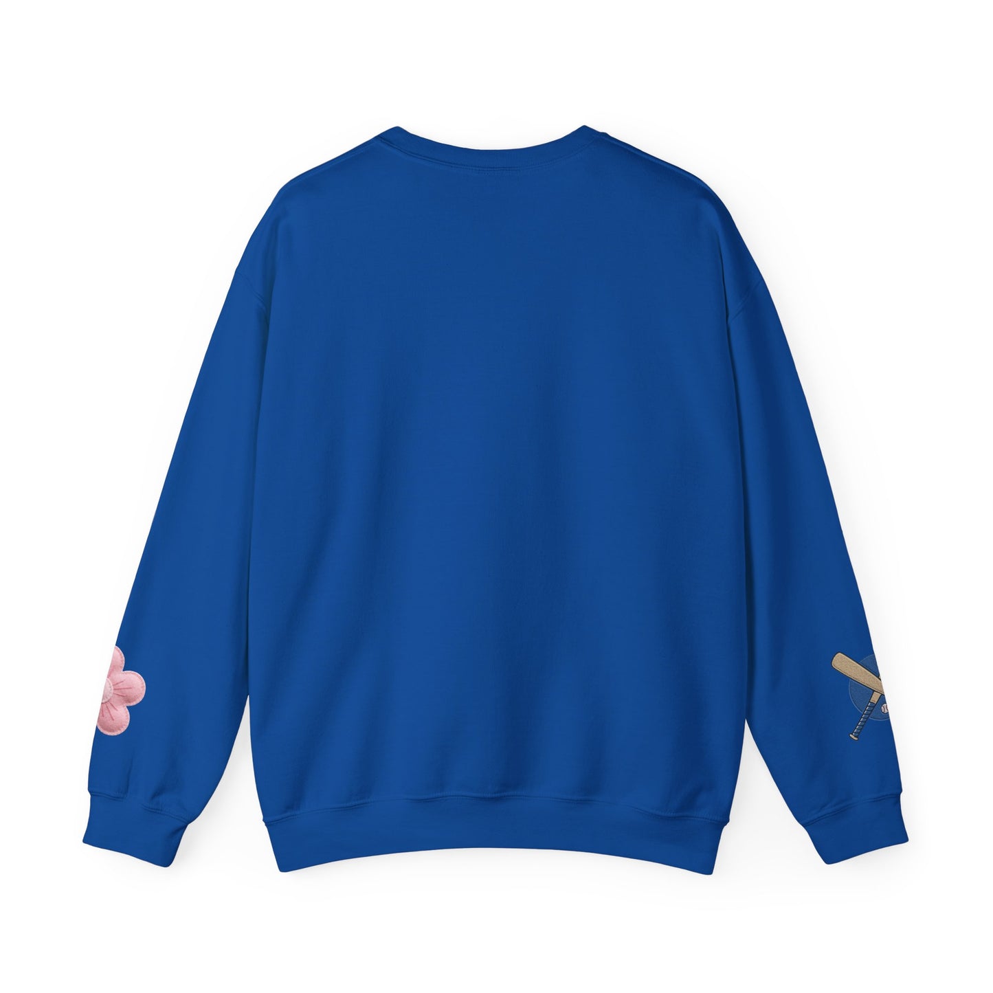 Crewneck Sweatshirt with Floral & Paint Sleeve Art — Casual Artistic Pullover