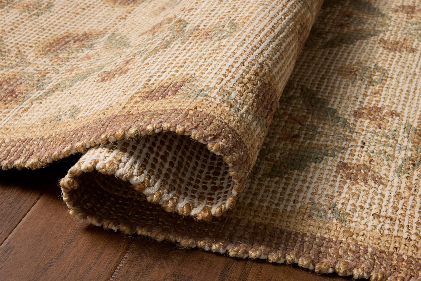 Loloi Chris Loves Julia Rue Collection Wheat/Sage Jute Neutral Floral Rug