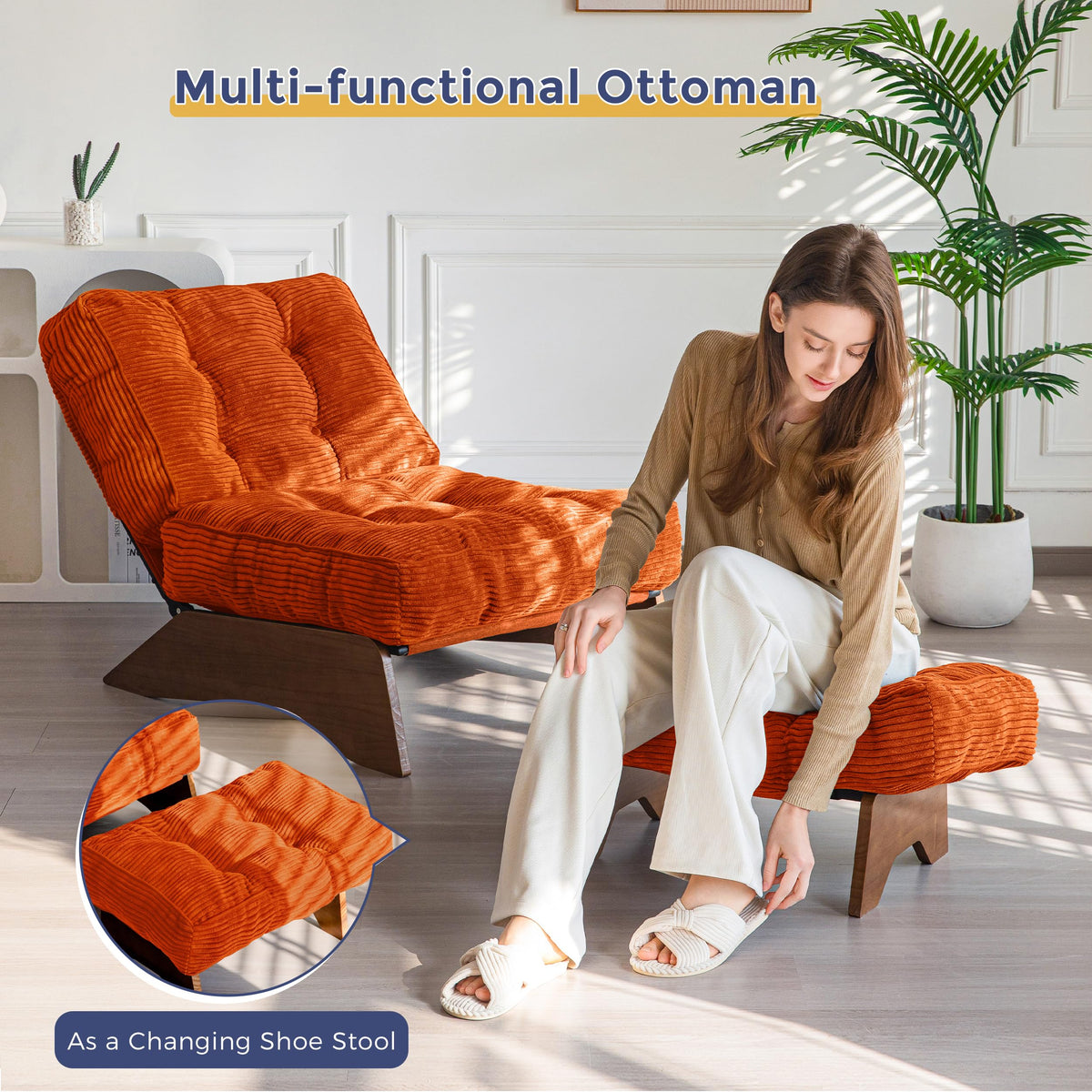 Lounge Chair with Ottoman and with Adjustable Backrest