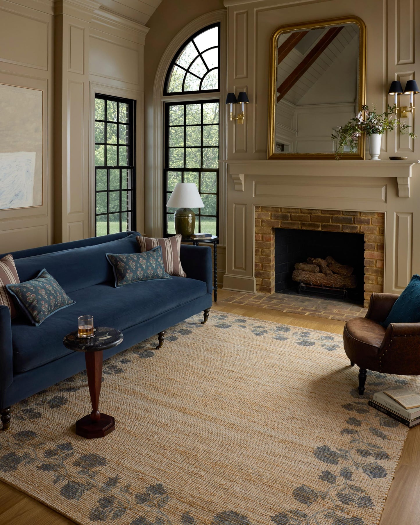 Loloi Chris Loves Julia Rue Collection Wheat/Sage Jute Neutral Floral Rug