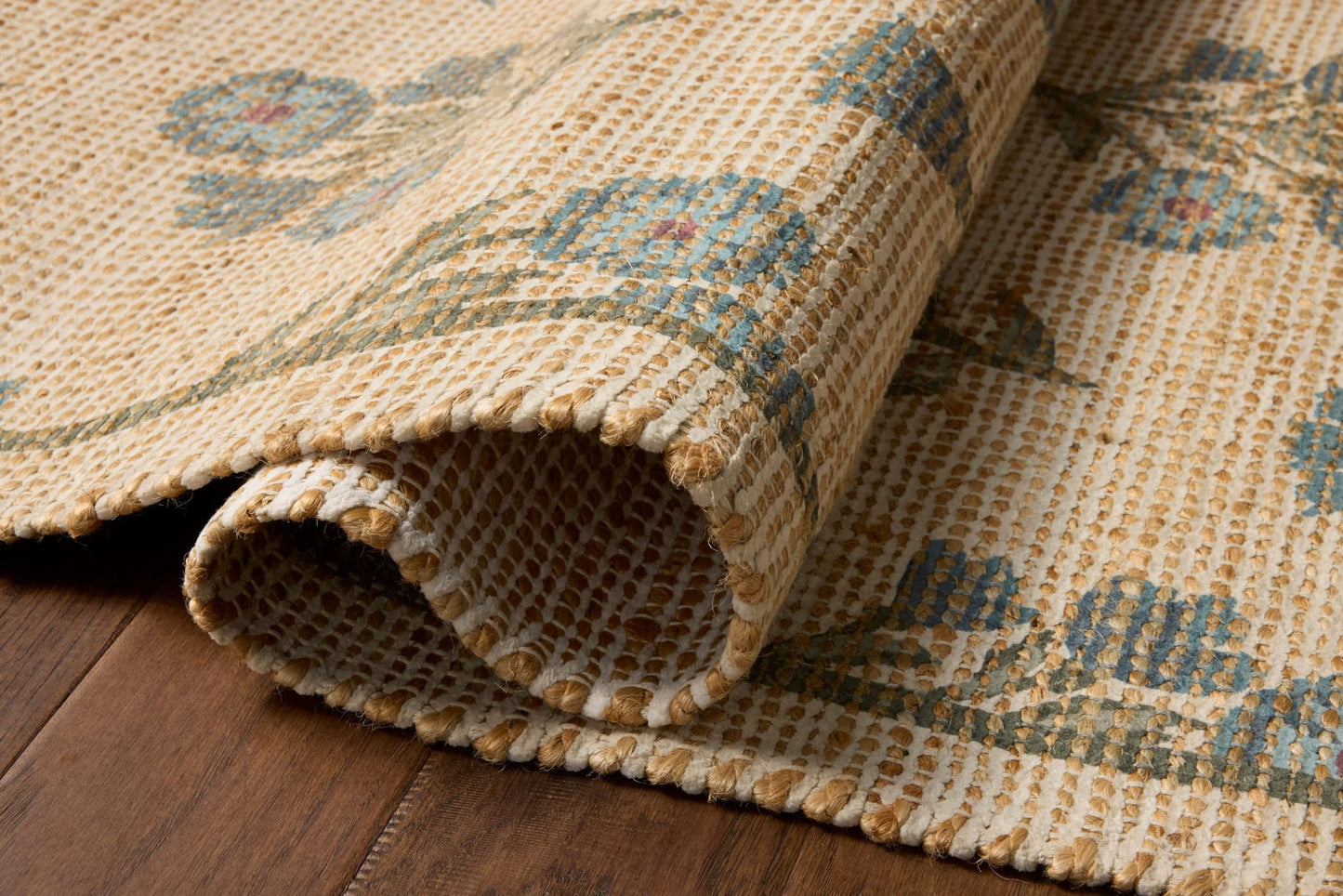 Loloi Chris Loves Julia Rue Collection Wheat/Sage Jute Neutral Floral Rug