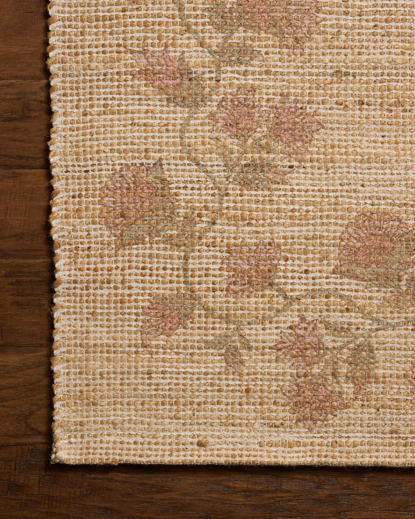 Loloi Chris Loves Julia Rue Collection Wheat/Sage Jute Neutral Floral Rug