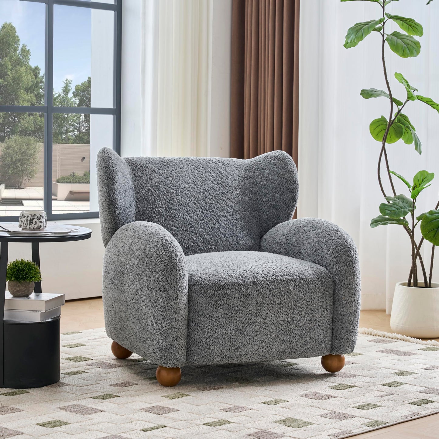 Aiden Boucle Wingback Accent Chair