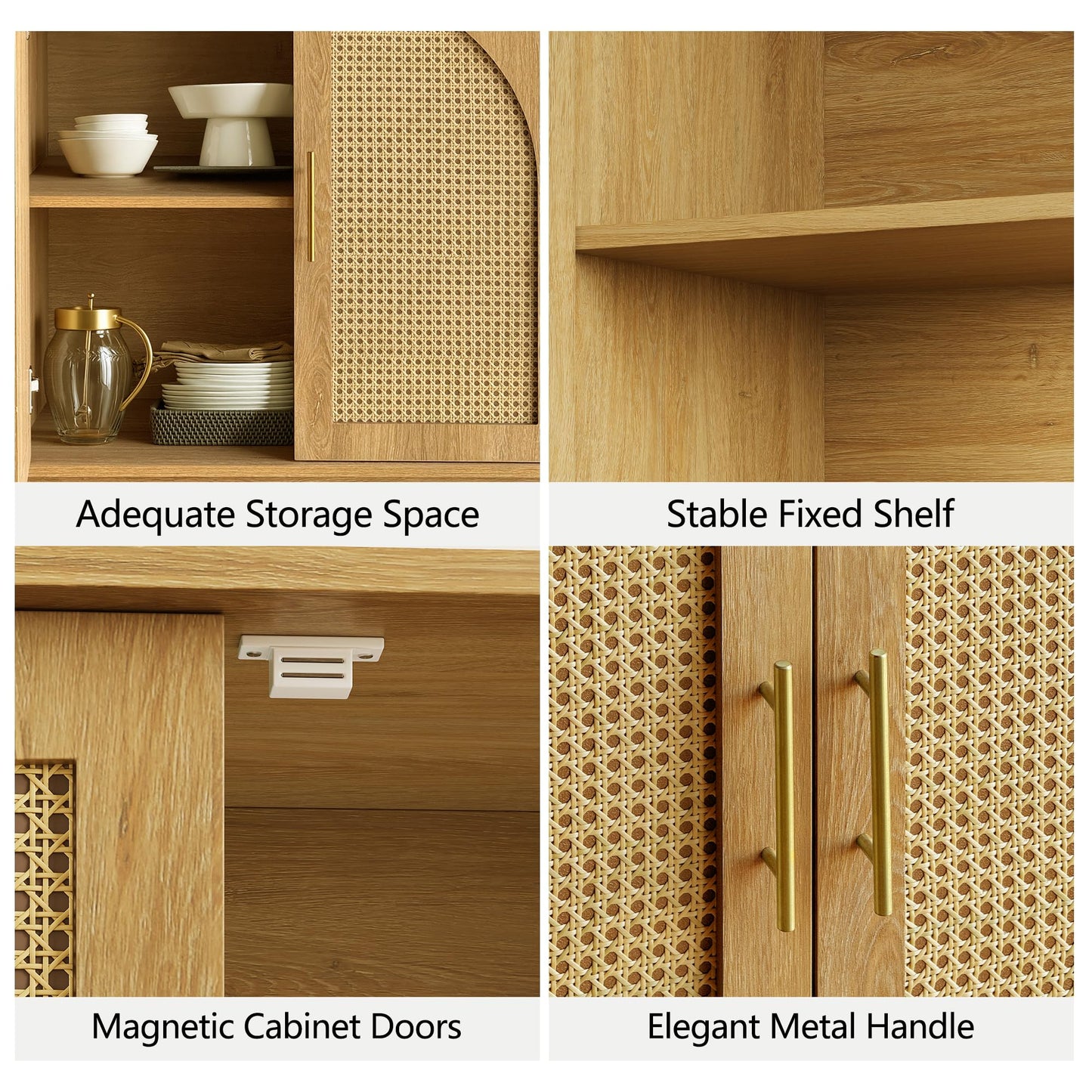 Sideboard Buffet Cabinet with Storage, Mid Century Modern Accent Cabinet with Arched Doors, Modular Media Console