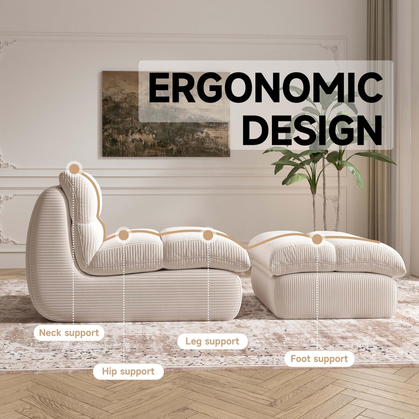 Cozy Comfy Bean Bag Chair with Ottoman