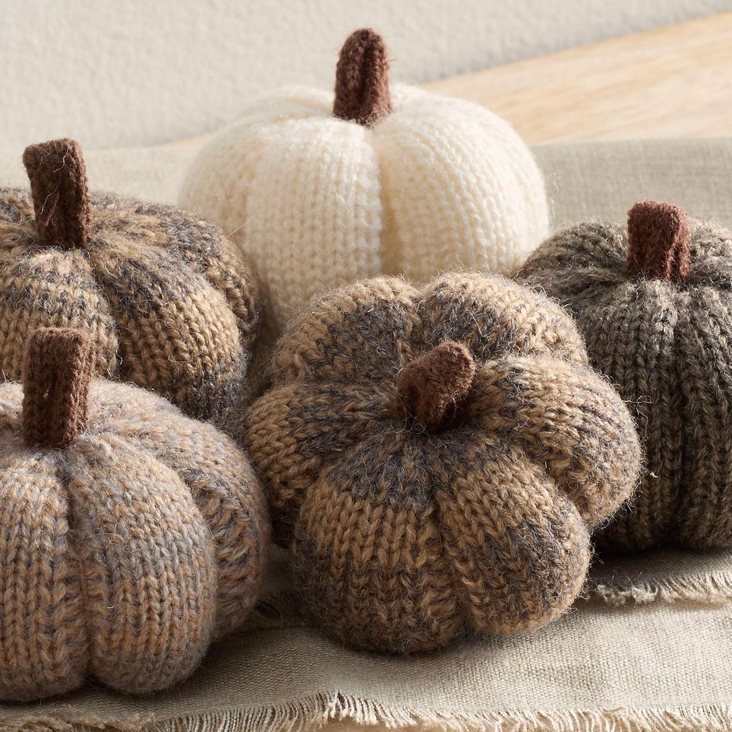 Set of 3 Cozy Knit Pumpkins
