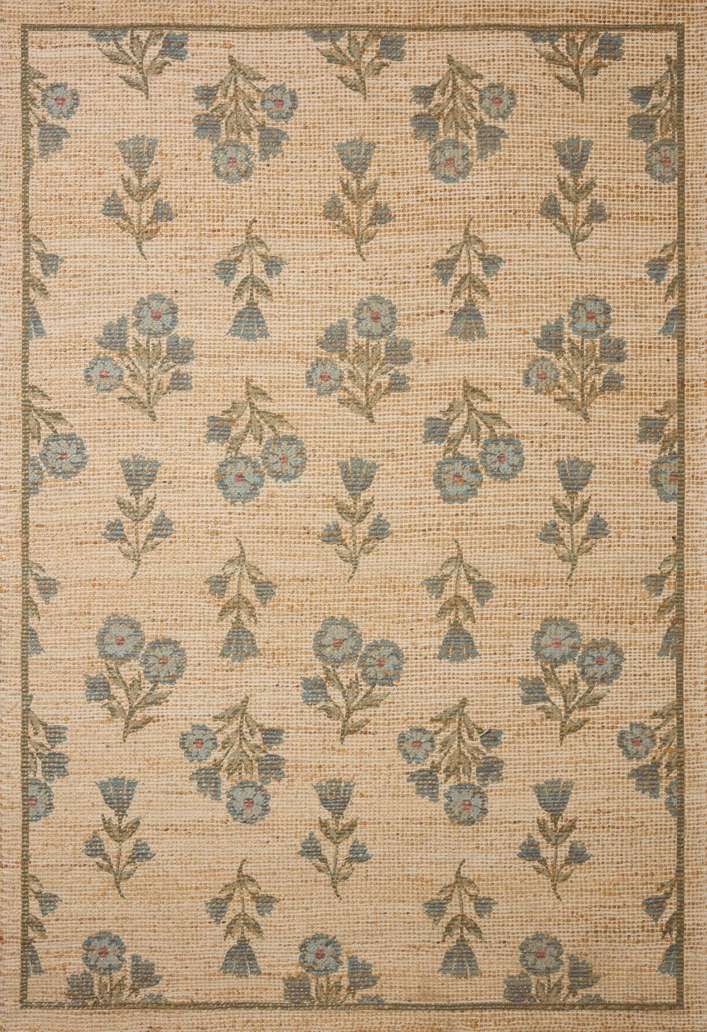 Loloi Chris Loves Julia Rue Collection Wheat/Sage Jute Neutral Floral Rug