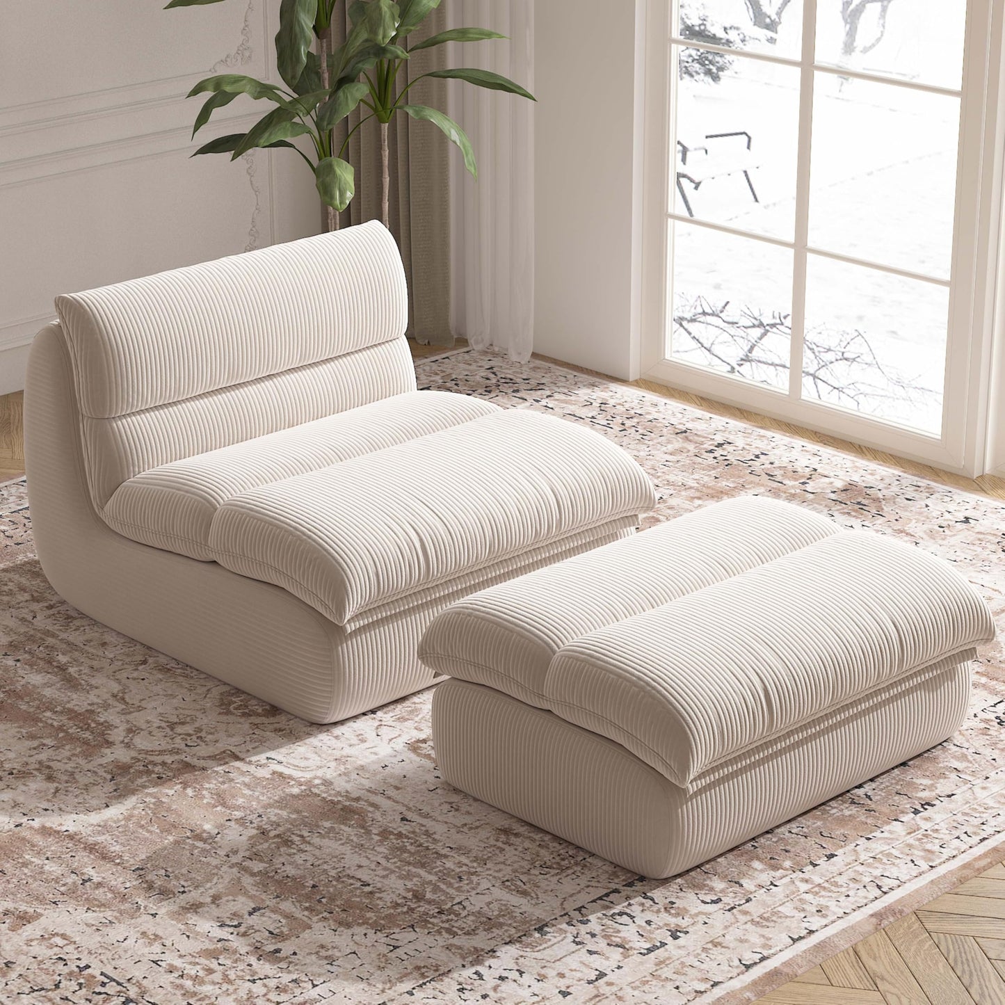 Cozy Comfy Bean Bag Chair with Ottoman