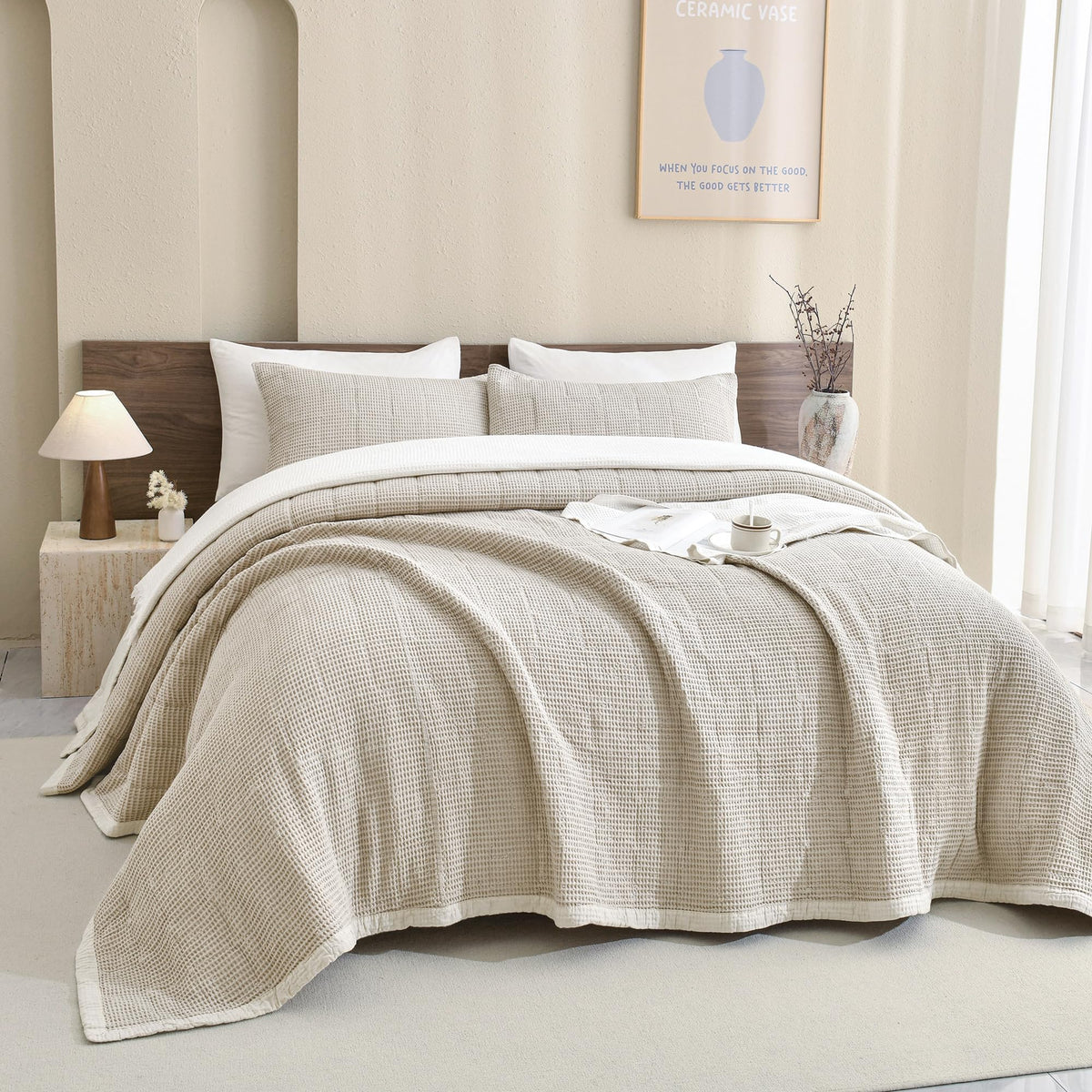 Oversized Waffle Weave Lightweight Coverlets_3 Pieces