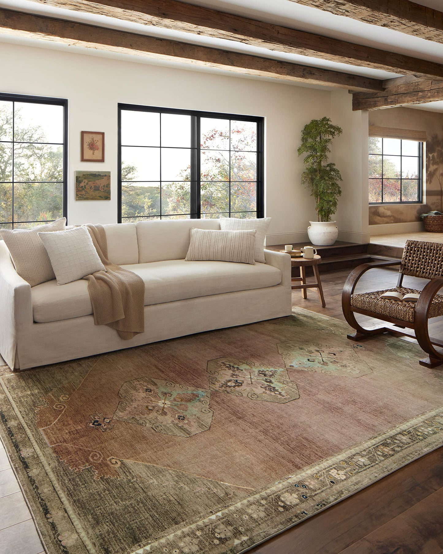 Loloi Magnolia Home by Joanna Gaines Sinclair Collection SIN-01 Pebble/Taupe 7'-6" x 9'-6", .25" Pile Height, Machine Washable, Area Rug