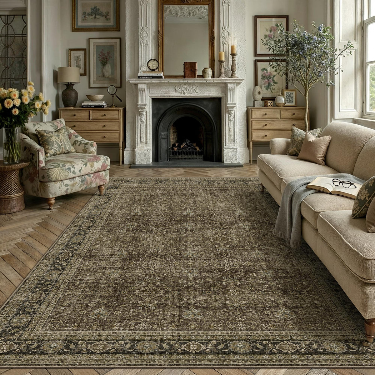 Dark Brown Vintage Rug