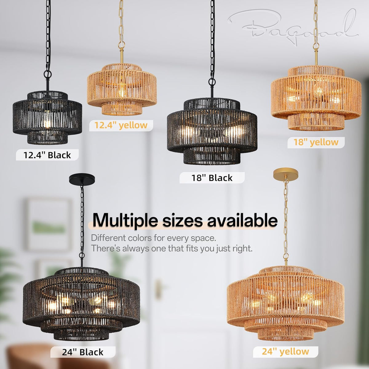 Black Rattan Pendant Chandelier