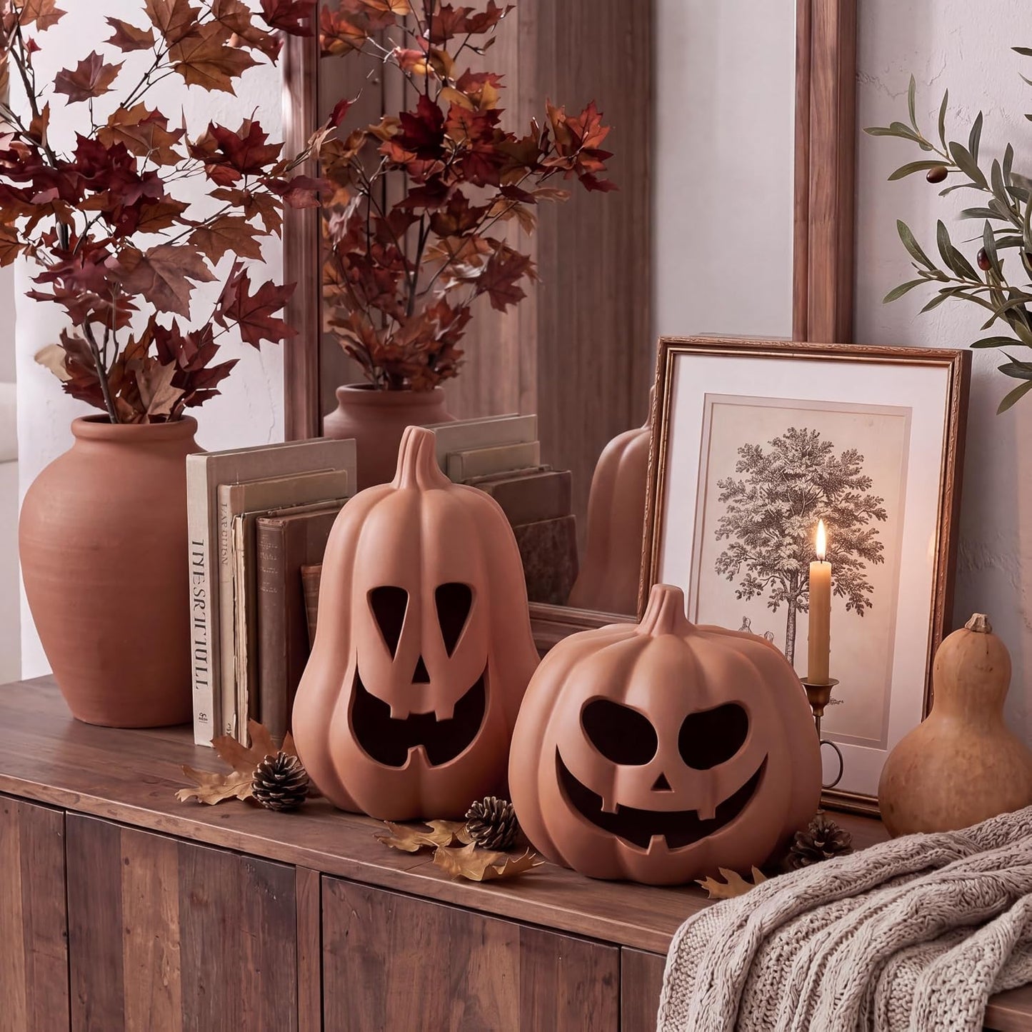 2 Pack Fall Terracotta Pumpkins