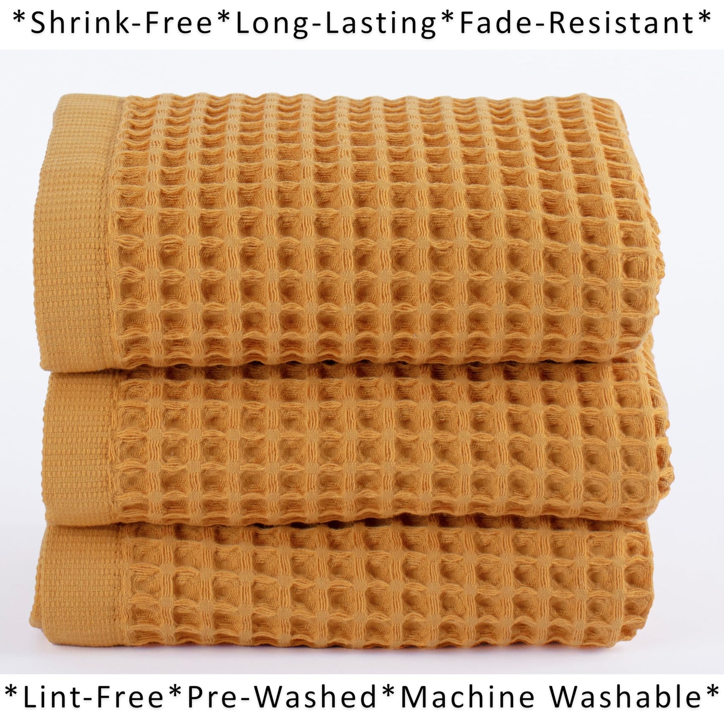 PÜSKÜL Organic Waffle Kitchen Towel Pure 100% Turkish Cotton Set of 3 Natural Raw-Undyed Towel - Premium Quality Soft Quick-Dry Absorbent Lint-Free Hand & Dish Towels Large 32X16 (3, Natural Beige)