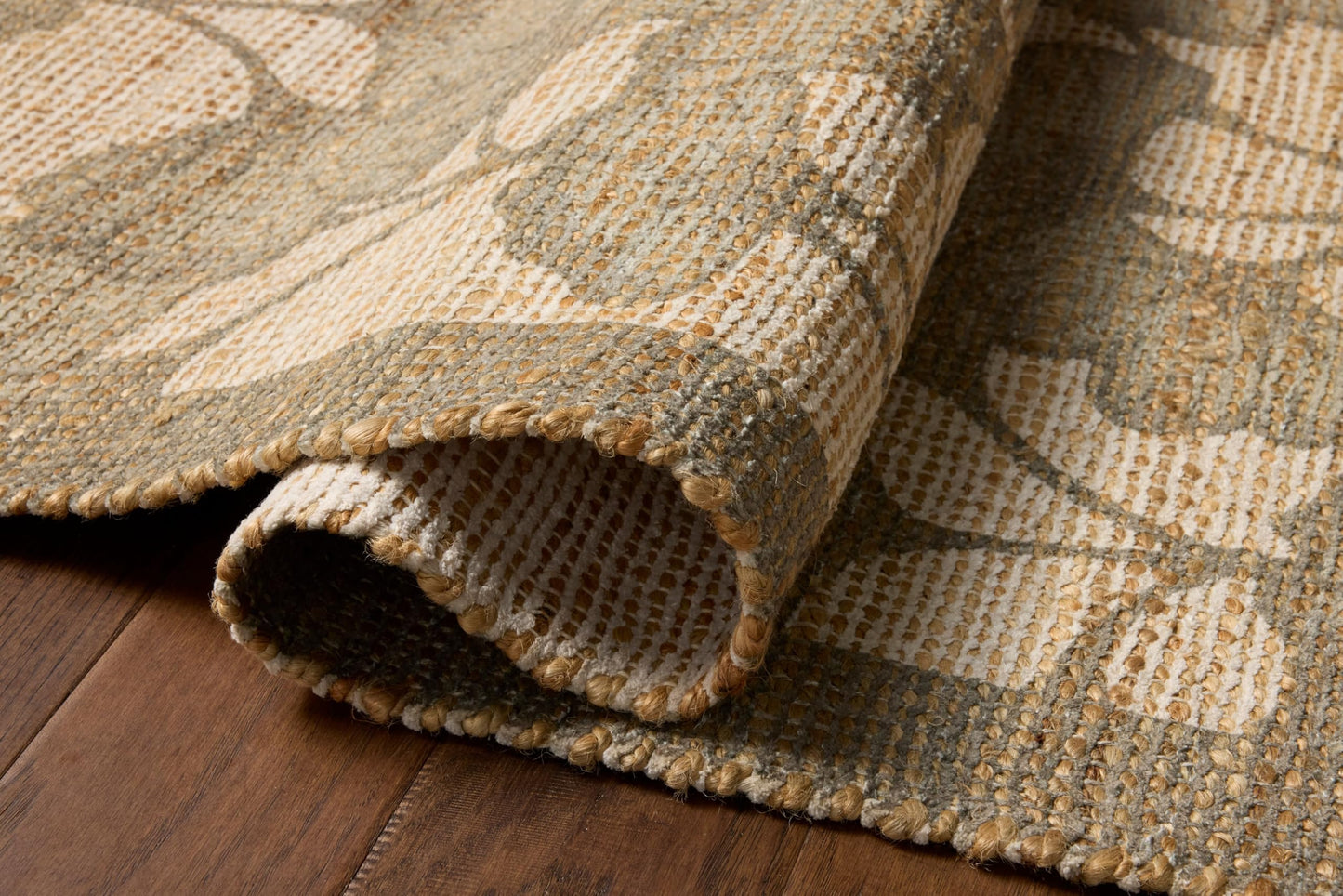 Loloi Chris Loves Julia Rue Collection Wheat/Sage Jute Neutral Floral Rug