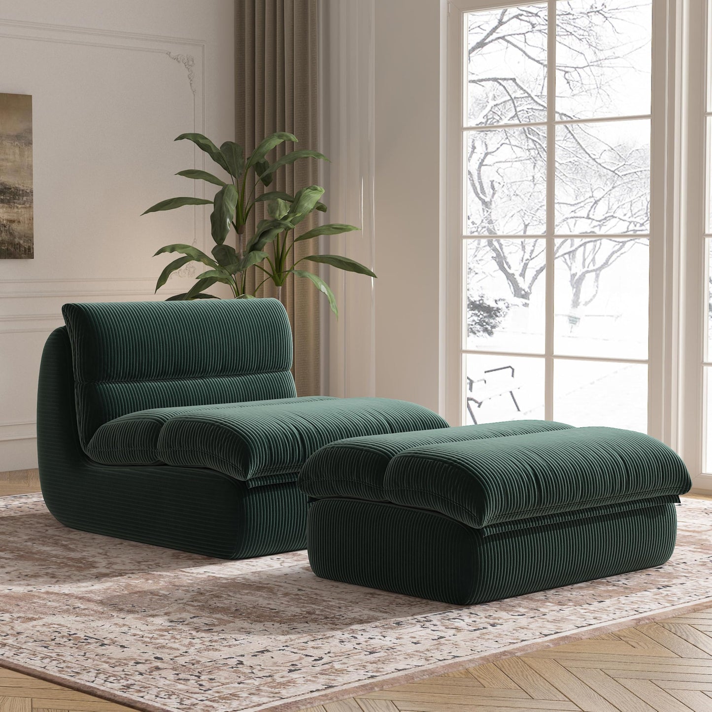 Cozy Comfy Bean Bag Chair with Ottoman