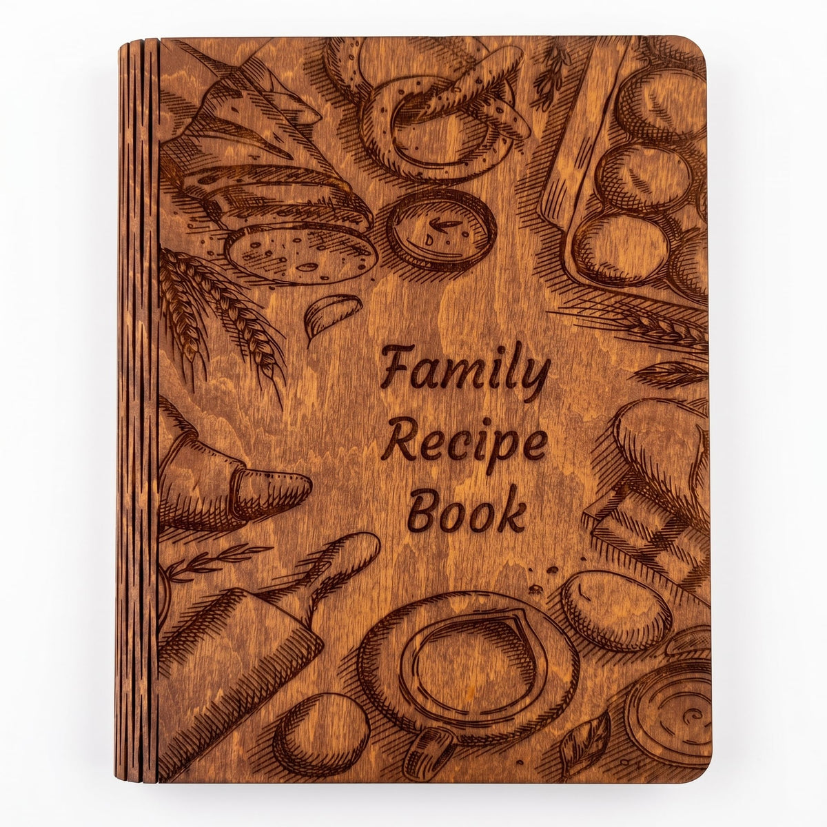 Wooden Recipe Book Engraved Journal