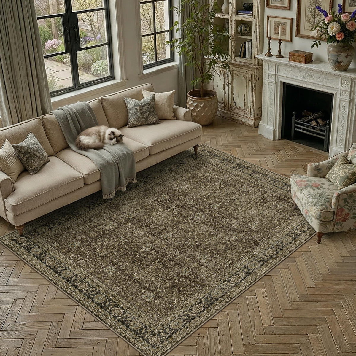 Dark Brown Vintage Rug