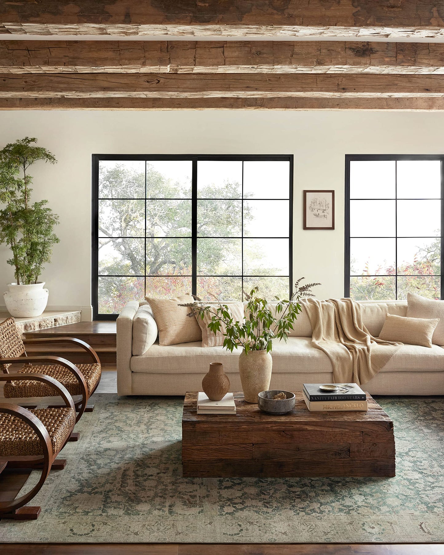 Loloi Magnolia Home by Joanna Gaines Sinclair Collection SIN-01 Pebble/Taupe 7'-6" x 9'-6", .25" Pile Height, Machine Washable, Area Rug