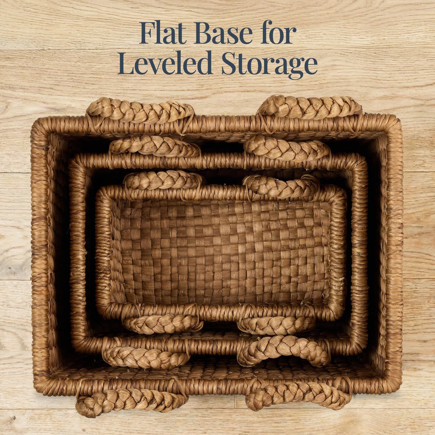 Best Choice Products 3Pc Shelf Baskets, Small, Large and XL Chunky Woven Wicker Rattan Storage Baskets w/Braided Handles, Organizer Bins for Blankets, Pillows, Shoes and Toys - Chestnut