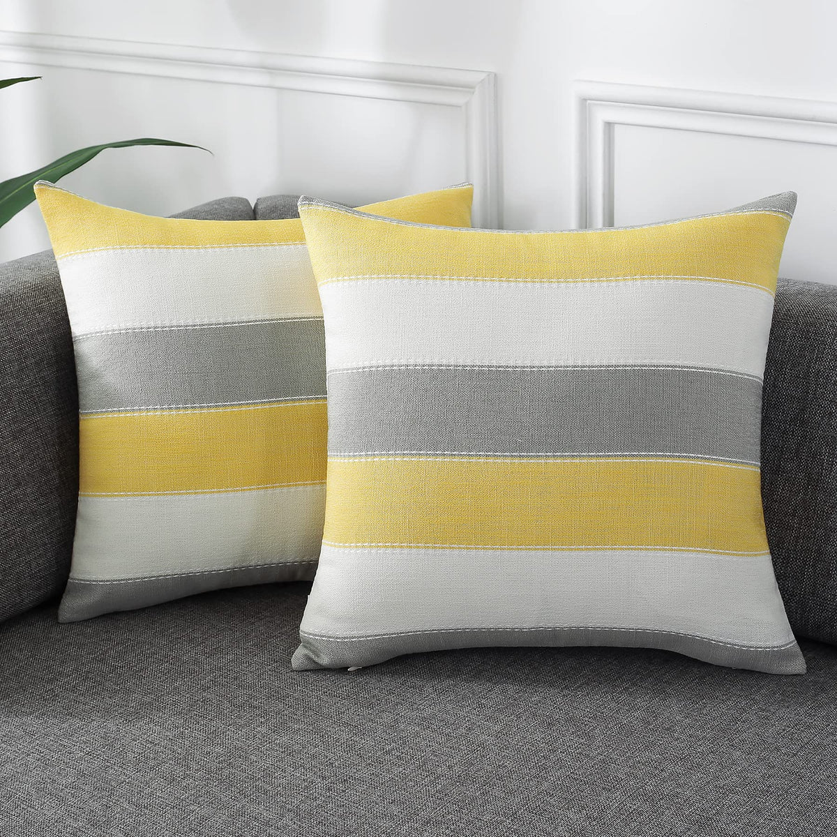 2 Pair Stripe Check Throw Pillow Covers 18x18Inch