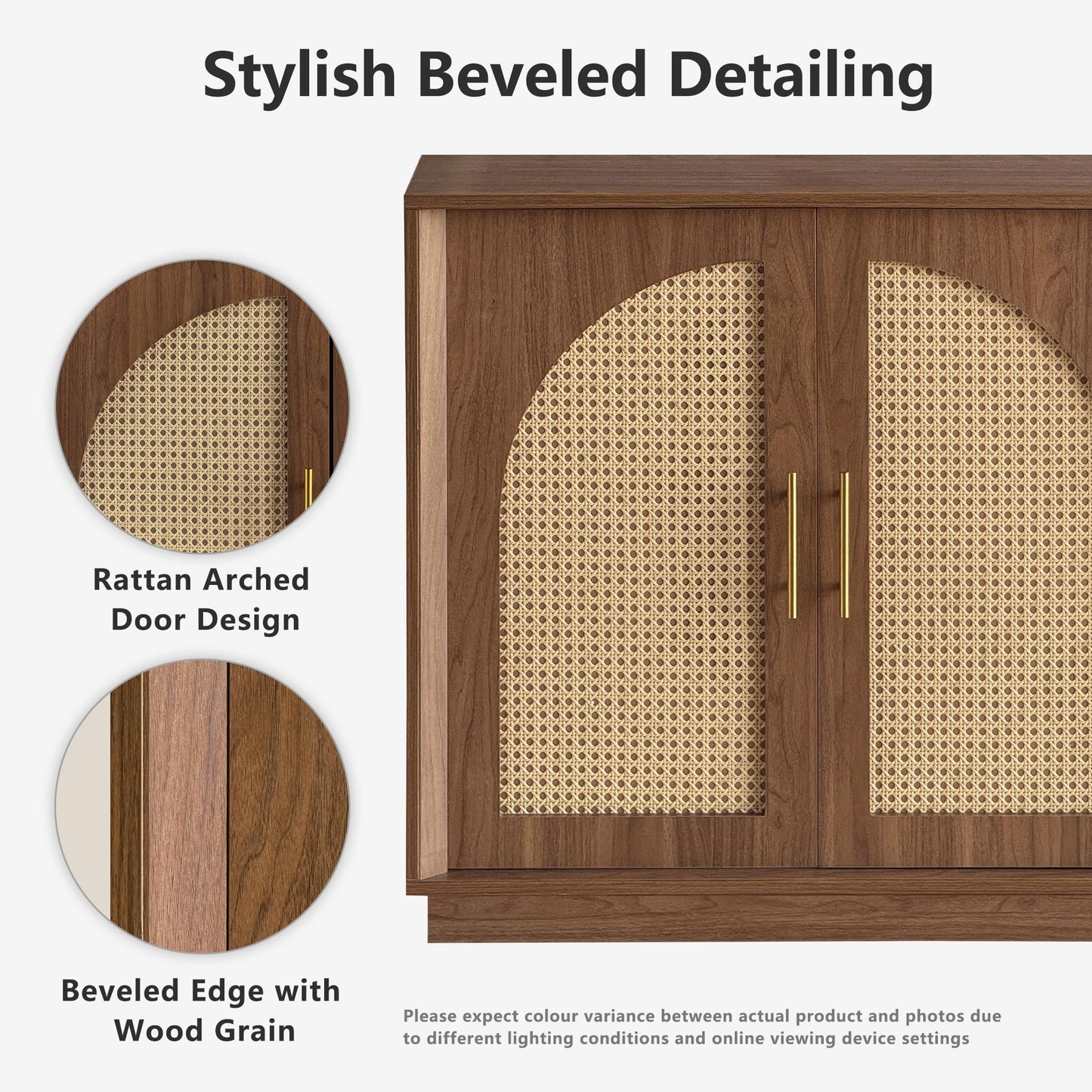 Sideboard Buffet Cabinet with Storage, Mid Century Modern Accent Cabinet with Arched Doors, Modular Media Console