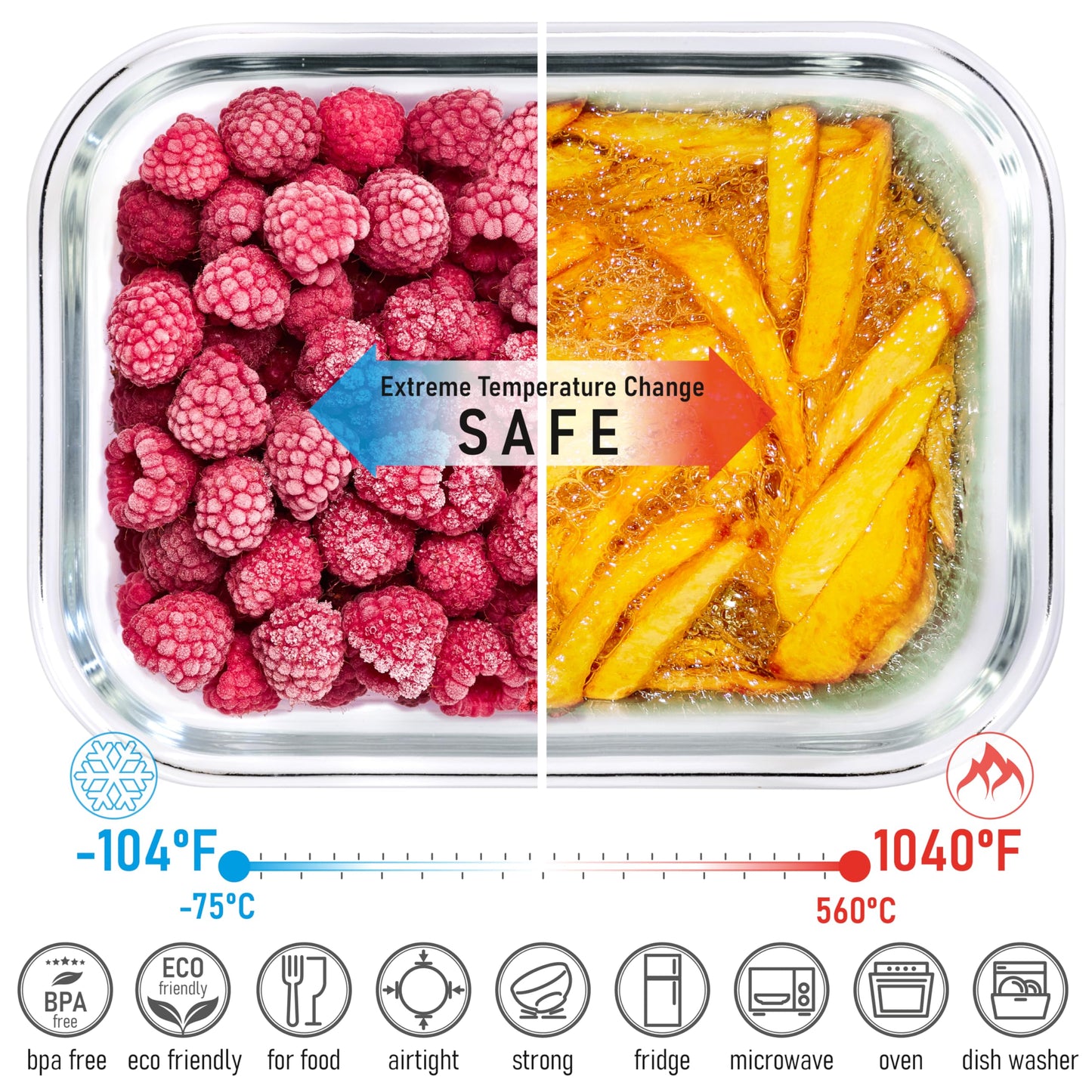 Glass Container Set with Acacia Lids - 4 Stackable Meal Prep Containers. Durable heat resistant Inert Borosilicate Glass